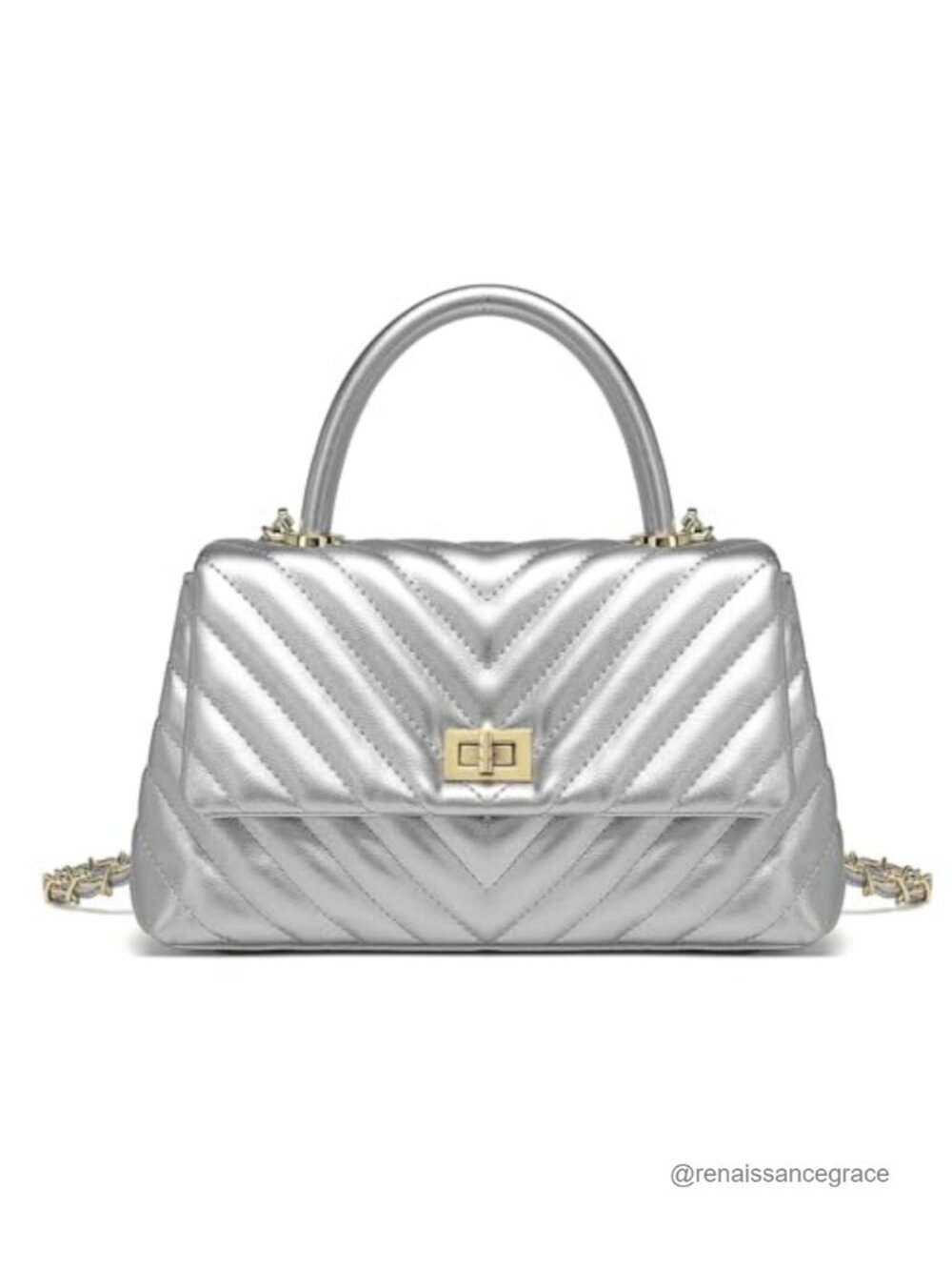 Quilted Shoulder Bag Faux Leather Crossbody Purse with Chain Strap